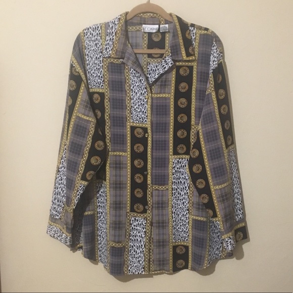 Le Caviar Tops - Vintage Gray black & yellow Le Caviar top size XL